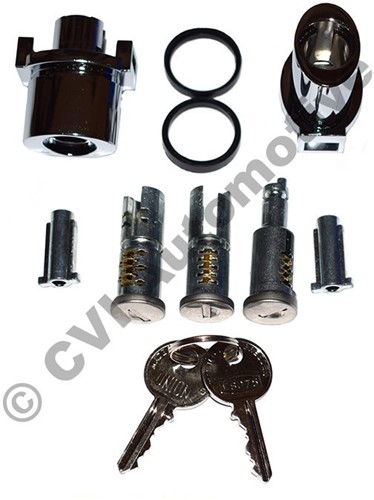 Deurslot set met drukknoppen en sloten 669367 + 660713 + 660716 + 654146 Volvo Amazon Combi P220