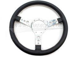 Sport steeringwheel Moto-Lita Leather (Dished) Volvo Classic Chroom zwart leer 15inch (38cm)