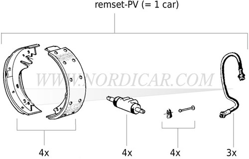 Set de freins complet PV544 et P210 (Duett) Volvo 544 210 Duett REMSET-PV-2