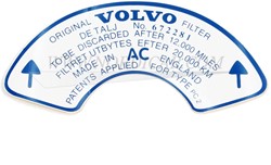 Luftfilter Aufkleber 672281 Volvo 544 Amazon P1800 140 B18B B18D B20B/D STICK187
